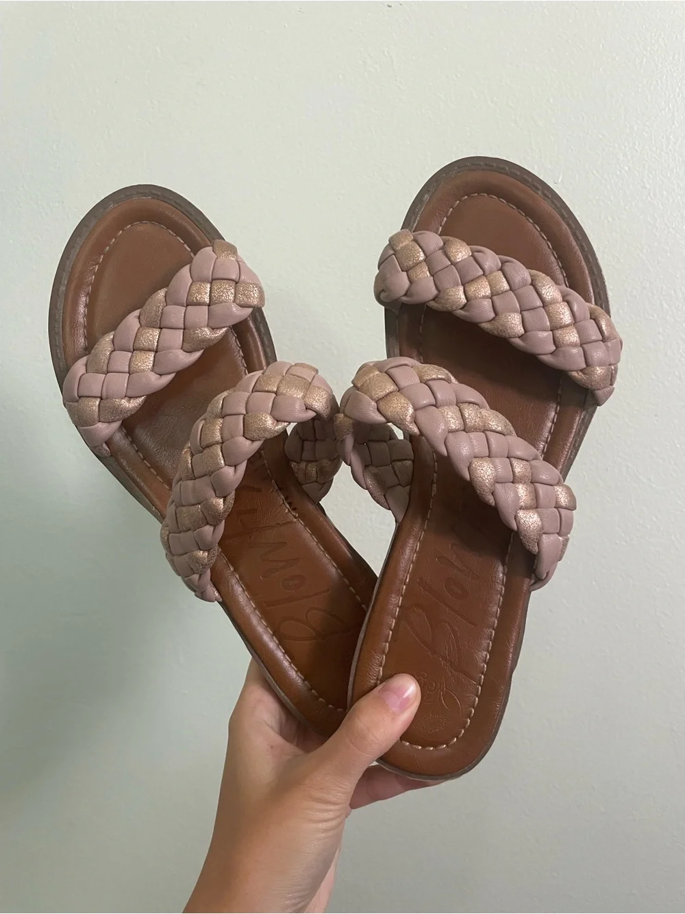 Pink and Gold Braided Double-Strap Slide Sandals - Blowfish - Picture 2 of 6